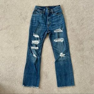 ripped straight ankle jeans